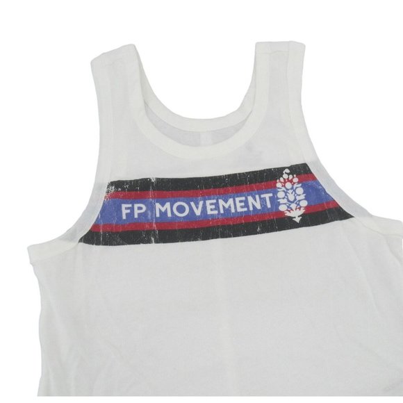 Free People Tops - Free People Movement Logo Graphic Tank Top Womens Size Medium White NEW